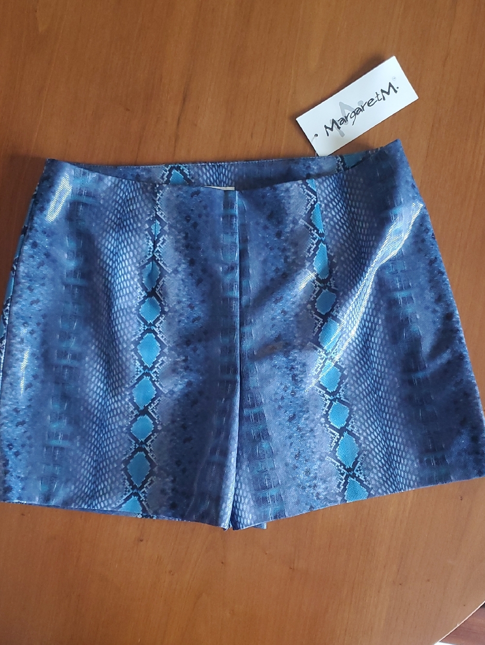 Margaret M Blue Snake-Print Shorts